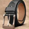 Cinturón de Cuero Vintage para Hombre, Cuero Genuino Casual Negocios Simple Cinturón de Cuero Vacuno para Hombres Jóvenes y de Mediana Edad, Cinturón de Hebilla de Pin Versátil de Moda
