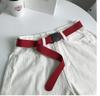 Cinto de Lona para Mulheres, Cinto Versátil com Fivela Lisa de Plástico, Cinto de Cor Sólida Casual para Calças de Estudante, Venda Quente Transfronteiriça do Fabricante