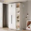 Armario para uso doméstico en el dormitorio, gabinete de almacenamiento de doble puerta, diseño moderno simple, adecuado para apartamentos pequeños y propiedades de alquiler, gabinete de almacenamiento ensamblado de lujo ligero