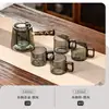 Juego de Té de Cristal, Lujo Ligero para Uso Doméstico, Tetera de Gama Alta para Sala de Estar, Juego Completo para Uso en Oficina, Mesa y Bandeja de Té Kung Fu