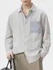 Ropa para Hombre Fengshe / Estilo Verano Old Money Bloques de Color Lino Camisa de Manga Larga Retro Americano Holgada Casual para Hombre