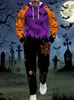 2025 Transfronteiriço Novos Elementos Criativos Halloween Moletom com Capuz Calça Conjunto Impressão Digital 3D Fábrica de Origem