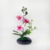 Estilo de Lujo Ligero 3 Flores 2 Hojas 1 Hierba Orquídea Phalaenopsis Flor de Simulación Adorno de Escritorio ins Arreglo Floral de Gama Alta Adorno Floral para Mesa de Comedor