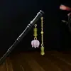 Horquilla Antigua de Imitación de Sándalo de Alta Calidad Broche Elegante para el Cabello Borla de Madera Accesorios para el Cabello Paso a Paso Hanfu Cheongsam