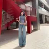 26 Jeans de Verano Americano Nuevo Diseño-sin Cinturilla Tencel Retro Lavado Tiro Bajo Pierna Recta para Mujer Dropshipping
