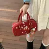 Bolso de Mano Rojo Retro para Mujer Bolso Tote Pequeño 2026 Nuevo Bolso Cuadrado Pequeño Simple Bolso Versátil de Hombro Cruzado
