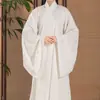 Bata Hanfu estilo Ming de cuello redondo con forro interior, nuevo modelo blanco