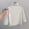 Camiseta Térmica de Terciopelo Grueso para Niños Cuello Semi Alto de Terciopelo Alemán Manga Larga Rayas Ropa de Otoño e Invierno para Niños y Niñas Tops de Cuello Alto
