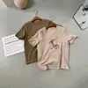 Moda Casual de Conejito de Dibujos Animados Cepillado de Manga Corta para Mujer 2026 Principios de Primavera Camiseta Versátil Base Top de Manga Corta