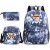 Mochila Escolar One Piece Luffy Transfronteiriça Mochila de Ombro Estojo de Lápis Bolsa de Lona de Três Peças Grande Capacidade Rei dos Piratas