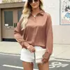 Blusa top feminina de cetim solta de manga longa, best-seller na Amazon europeia e americana, transfronteiriça