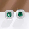 Pendientes Cuadrados Geométricos Exquisitos Populares Europeos y Americanos con Incrustaciones de Circonita para Mujer, Joyería de Nicho Elegante al por Mayor