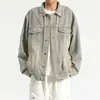 Chaqueta de mezclilla para hombre de otoño e invierno, abrigo casual, chaqueta negra, ropa vintage holgada para hombre, abrigo de mezclilla talla grande