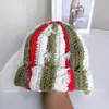 Sombrero Hecho a Mano ~ Sombrero de Lana Trenzado Multihilo Resistente de Colores Mixtos Sombrero Dopamina Colorido de Invierno Cálido para Mujer Sombrero de Punto Moderno