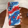 Funda Tk de Éxito en Ventas con Bloques de Color Rojo y Azul en Forma de Estrella de Cinco Puntas Adecuada para Samsung A53 Película Anti-Caída Funda de Teléfono de Gama Alta S25Ultra