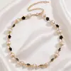 Joyería Transfronteriza Estilo Europeo y Americano, Cadena para Clavícula de Lujo Ligero con Diseño Incrustado de Perla Flor de Ciruelo, Collar Versátil de Nicho para Mujer