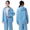 Ropa de Trabajo Antidust Antiestática con Capucha Conjunto de Dos Piezas Parte Superior Pintura en Spray Protección Laboral Blanco y Azul Taller Capucha de Dientes Grandes Hombre