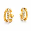 Brincos Yuhui de Aço Titânio Transfronteiriços em Formato C com Cravação Completa de Diamantes, Clássicos e Modernos, Banhados a Ouro 18K Real, Brincos de Aço Inoxidável à Prova d'Água