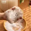 Paño de cocina de algodón de pulpa de madera, esponja para lavar platos de cocina no grasosa, se expande al mojarse, estropajo para ollas con expresión divertida de tostada
