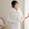 Vestido de novia chal invierno 2024 nuevo blanco nupcial ceremonia de boda dama de honor vestido de brindis cheongsam con capa de piel