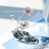 Adornos de Flor de Trébol de Cuatro Hojas de Cristal Rosa Varilla Plateada Flor Curva Dormitorio Sala de Estar Entrada Adornos Creativos para el Hogar Venta al por Mayor