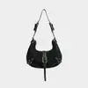 Bolso de mano nuevo para mujer, elegante bolso con forma de media luna, bolso de hombro, moderno y elegante, bolso de piel de ante, bolso de moto
