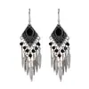 Pendientes Geométricos de Hoja Bohemios, Pendientes Largos con Borla Retro Personalizados, Joyería de Oreja Étnica de Plata, Venta Caliente en Stock al por Mayor