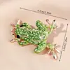 Broche Sapo Verde Totalmente Cravejado de Strass Broche de Animal Cartoon Unissex Feminino Festa Casamento Presente