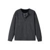 Nueva Camiseta de Manga Larga con Cuello Henry Falso de Dos Piezas para Hombre Primavera y Otoño Estilo Hong Kong Juvenil Color Sólido Casual Camiseta Base para Hombre