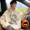 Moletom Masculino Outono e Inverno 2025 Novo Cartoon Casual Jaqueta com Capuz Oversize High Street Moletom Solto Roupas Masculinas