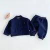 Conjunto de Forro Polar para Niños 2025 de 0 a 3 Años Invierno Estilo Coreano para Niños Conjunto de Dos Piezas Grueso de Top y Pantalón de Chándal para Niños y Niñas