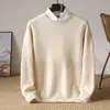 Nuevo Suéter de Punto Grueso de Cachemira con Cuello Redondo, Mangas Raglán, Holgado, Base de Lana para Hombre, Colección Otoño/Invierno 2025