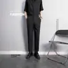 Calça de terno casual moderna, madura e estilosa estilo coreano 2025 outono e inverno masculino, forrada com fleece, quente, modeladora, calça casual
