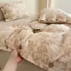 Conjunto de Quatro Peças de Algodão e Linho Tingido com Fio Retrô de Grau A para Mãe e Bebê Conjunto de Quatro Peças de Roupa de Cama de Algodão e Linho Quatro Peças