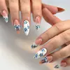 Arte de Uñas Francesas Negras Transfronterizas Europeas y Americanas de Venta Caliente Piezas de Uñas para Usar Avanzado Línea Dorada Almendra Pegamento para Uñas Piezas de Uñas