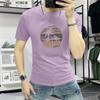 Camiseta de Manga Curta Masculina Gola Redonda Verão Tendência Moda Casual Versátil Estampada Meia-manga Roupa Masculina Slim Fit Bonita