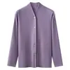 Tejido de Primavera Ropa y Pantalones de Otoño para Mamá Cationic Cardigan de Cuello Alto para Personas de Mediana Edad y Mayores Traje Cálido Ropa y Pantalones de Otoño para Mujeres Mayores