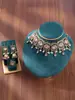 Moda Europea y Americana Estilo Étnico Estilo Retro Indio Gema Perla Borla Gargantilla Exagerada Pendientes Anillo Juego de Joyería