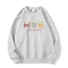 Sudadera Blanca y Gris de Cuello Redondo para Mujer en Otoño e Invierno Nueva Dibujos Animados Americanos Terciopelo Grueso Engrosada Holgada Versátil Chaqueta de Manga Larga