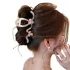 Presilha de Cabelo Borboleta com Flor Rosa, Tamanho Grande para Cabelos Grossos, Piranha de Alta Qualidade para a Parte de Trás da Cabeça, Acessório de Cabelo Elegante para Mulheres