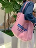 Nuevo bolso de hombro grande para mujer estilo coreano 2026, bolso de mano casual para estudiante con estampado de letras, bolso tote dopamina