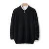 Nuevo Suéter de Lana 100% Pura para Otoño e Invierno, Suéter de Cuello Polo con Media Cremallera para Hombre, Suéter de Punto Grueso Holgado