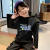Y2104# Primavera Outono e Inverno Masculino Bebê Estiloso Masculino e Feminino Infantil Lã Grossa Camisa Base Manga Longa Camiseta para Crianças Grandes