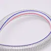 Manguera de PVC transparente con alambre de acero, color, especificaciones y longitud personalizadas, tubería de alambre de acero engrosado resistente a la presión en espiral desde la fábrica de origen