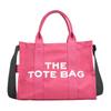 Bolsa de Mão Grande de Lona com Estampa de Letras Estilo Streetwear Transfronteiriço para Mulheres, com Decoração Listrada, para Ombro Cruzado