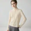 Nueva colección de otoño e invierno: suéter de punto de cachemira pura para mujer, cuello redondo, dobladillo enrollado, estilo cárdigan, abrigo cálido, corte ajustado, favorecedor, elegante y versátil