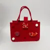 Bolsa de fieltro del Año del Caballo, Bolso de hombro para el día a día, Bolso tote de fieltro de gran capacidad, Bolsa de regalo para el Festival del Bote del Dragón, Bolsa de regalo de fieltro para souvenirs