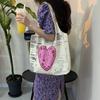 Bolsa de Ombro Grande Capacidade Laranja Estampada Artística Estilo Fresco Bolsa de Lona Portátil para Compras Vaca Fofa Redutora de Idade Doce
