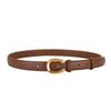 Cinturón de cuero para mujer estilo coreano moderno C hebilla lisa cinturón de piel de vaca cinturón fino para mujer ventas directas de fábrica para vestido