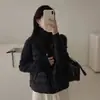 90 Plumas de Pato Branco Gola Alta Mangas de Tricô Patchwork Leve Quente 2026 Inverno Novo Casaco Jaqueta de Penas Feminino